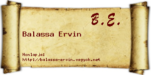 Balassa Ervin névjegykártya