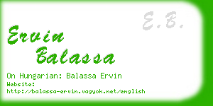 ervin balassa business card